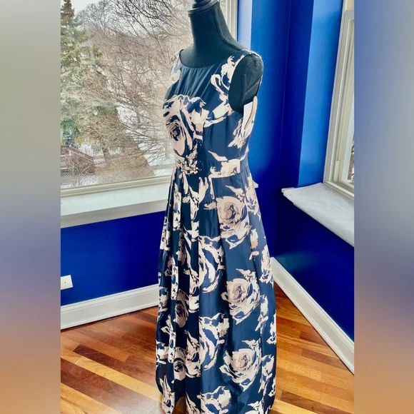 Eliza J Navy and Pale Pink Floral Ball Gown - Picture 8 of 17